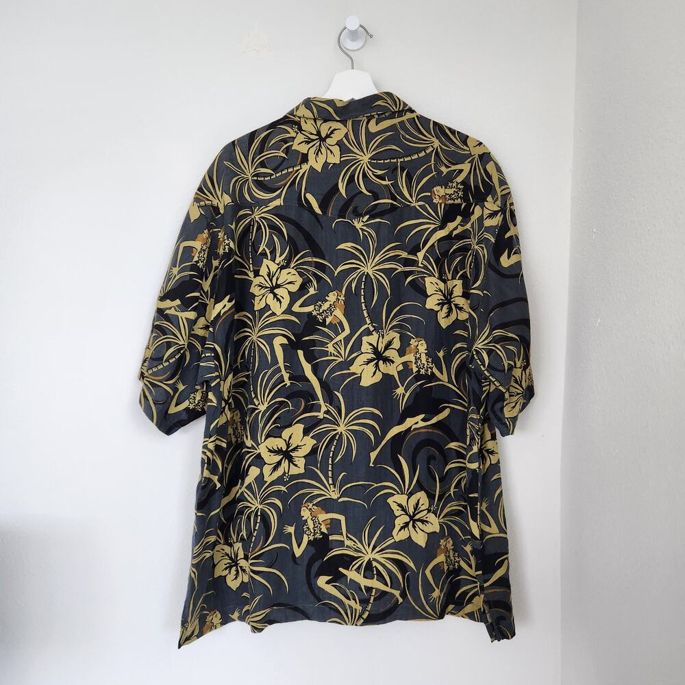 Tommy Bahama Silk Linen Blend Hawaiian Print Button Shirt Hula Dancer XL - Picture 5 of 8